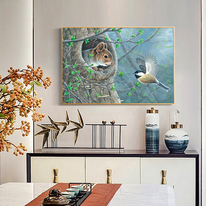 Squirrel Bird - Full Round Drill Diamond Painting 40*30CM