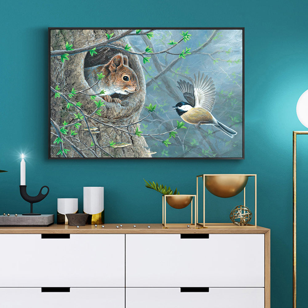 Squirrel Bird - Full Round Drill Diamond Painting 40*30CM