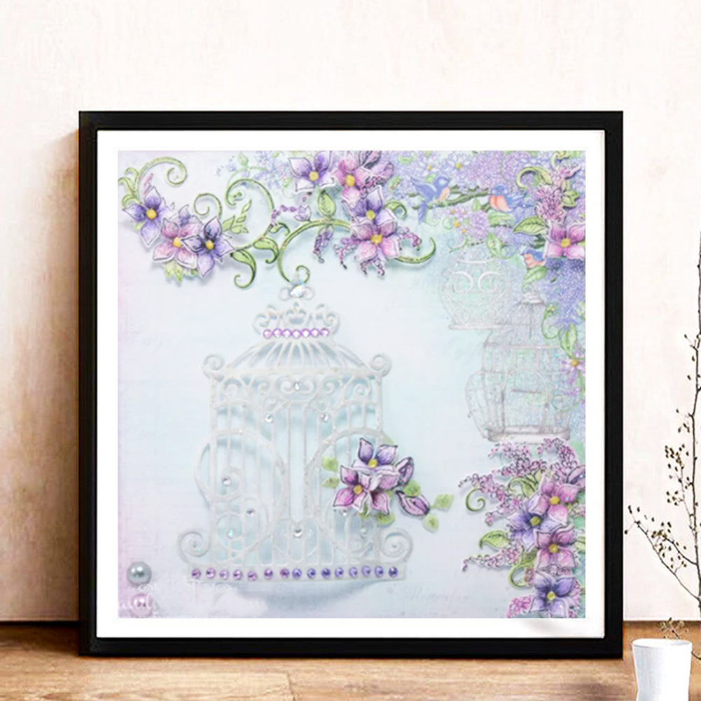 Butterfly Flower - Full Round Drill Diamond Painting 40*40CM