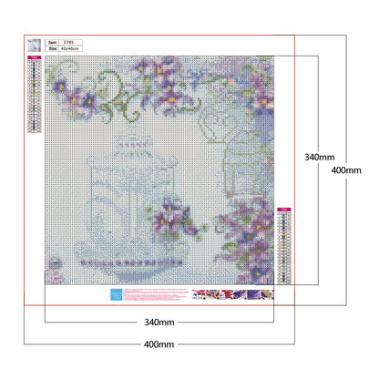 Butterfly Flower - Full Round Drill Diamond Painting 40*40CM