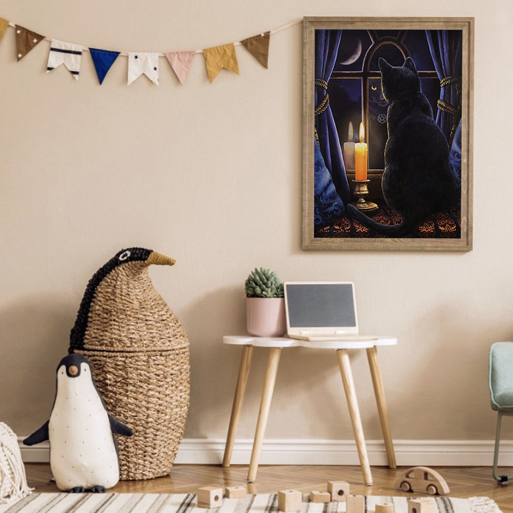 Black Cat - Full Round Drill Diamond Painting 40*50CM
