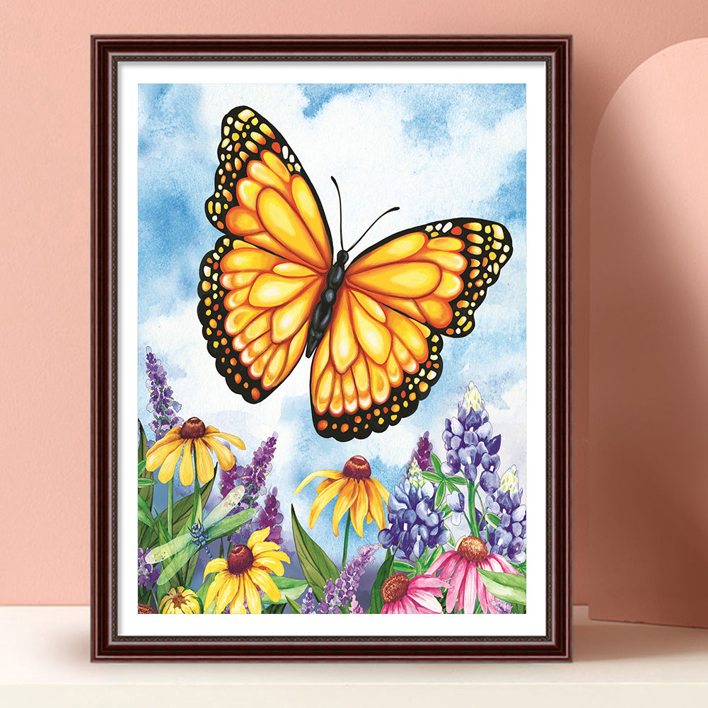 Flowers Butterflies - Full Round Drill Diamond Painting 30*40CM