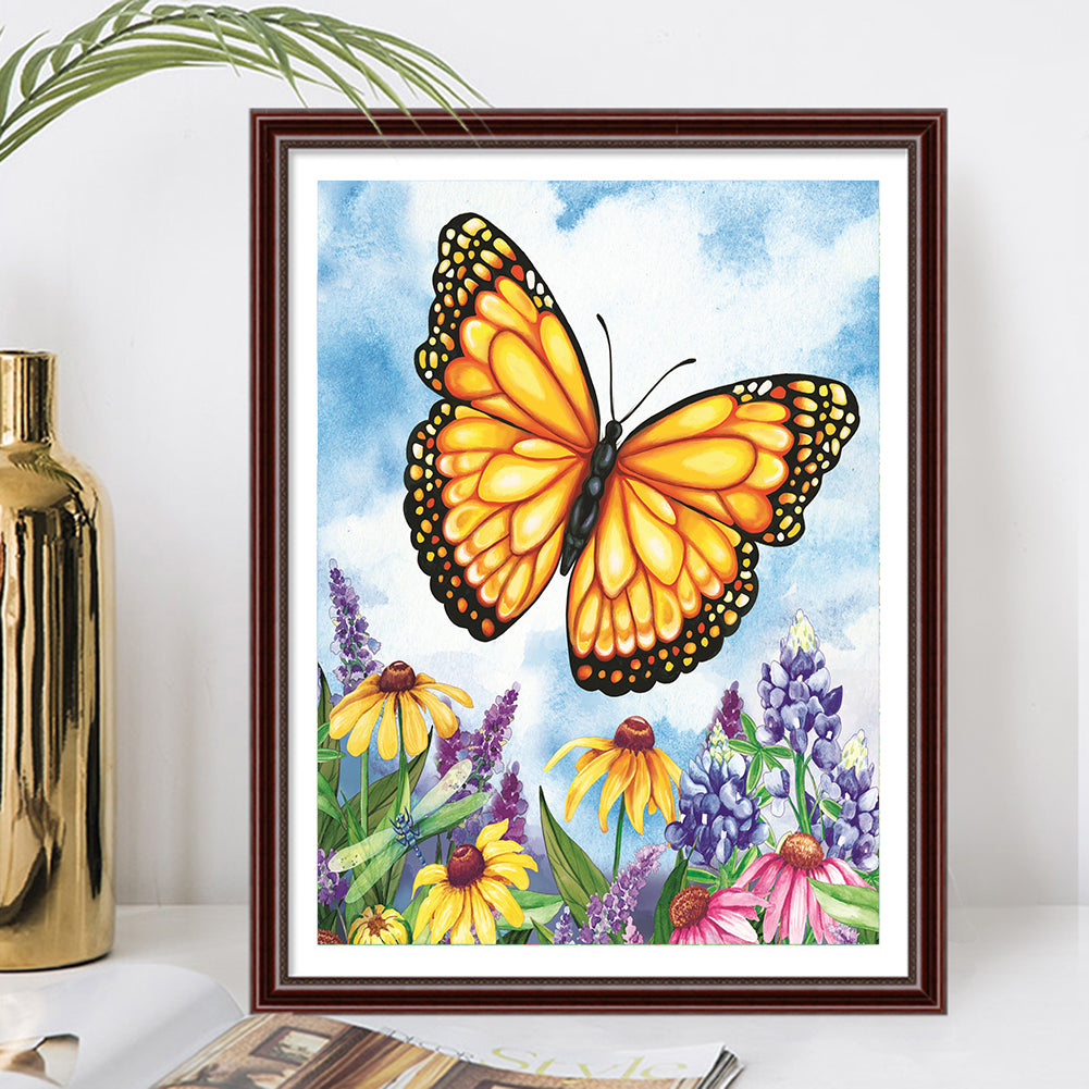 Flowers Butterflies - Full Round Drill Diamond Painting 30*40CM