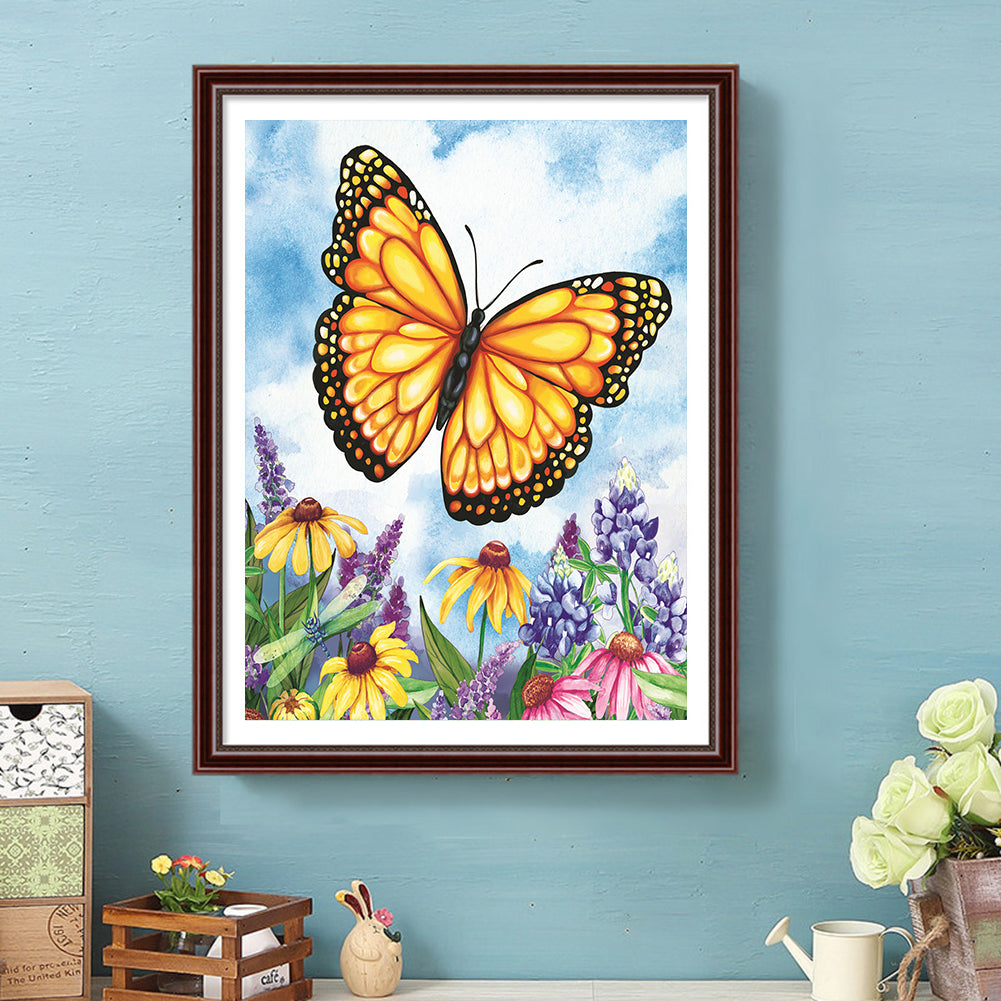 Flowers Butterflies - Full Round Drill Diamond Painting 30*40CM