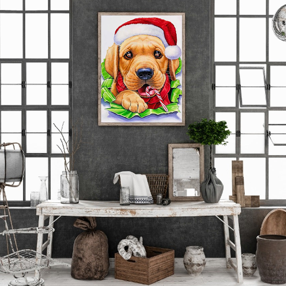 Christmas Dog - Full Round Drill Diamond Painting 40*50CM