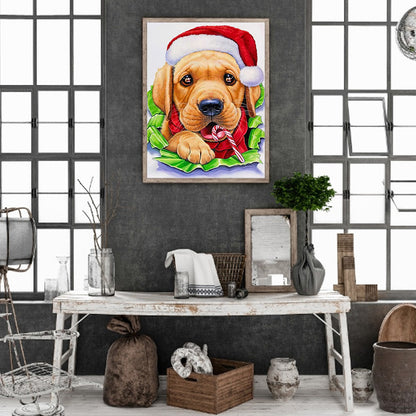 Christmas Dog - Full Round Drill Diamond Painting 40*50CM