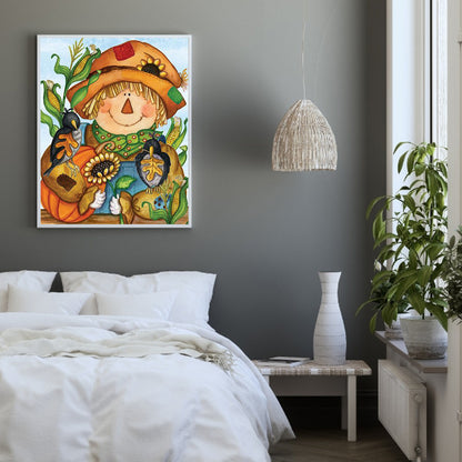 Cute Scarecrow - Full Round Drill Diamond Painting 40*50CM