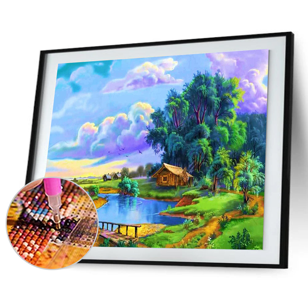 Lake Scene - Full Round Drill Diamond Painting 40*30CM