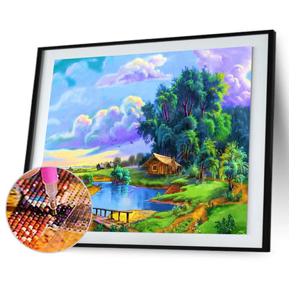 Lake Scene - Full Round Drill Diamond Painting 40*30CM