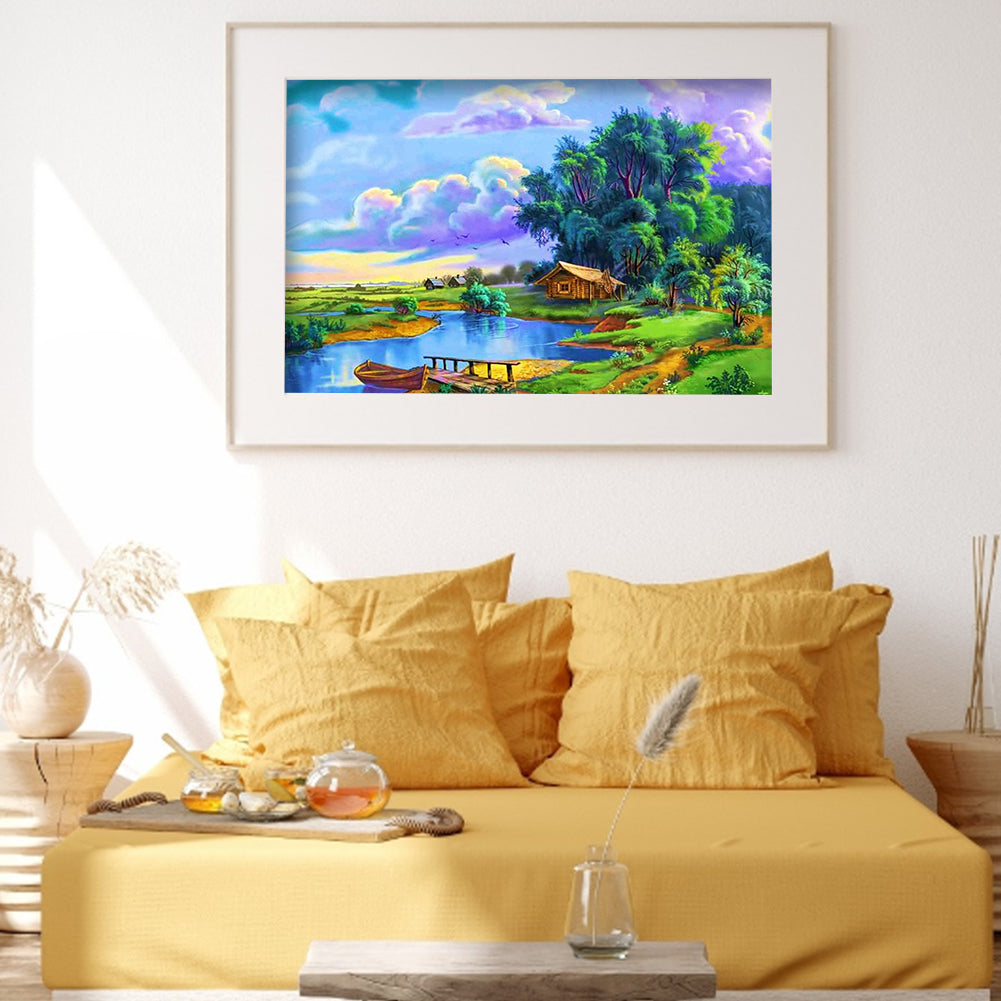 Lake Scene - Full Round Drill Diamond Painting 40*30CM