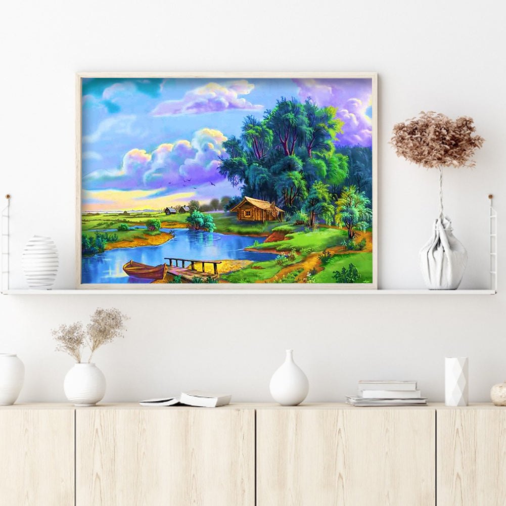 Lake Scene - Full Round Drill Diamond Painting 40*30CM