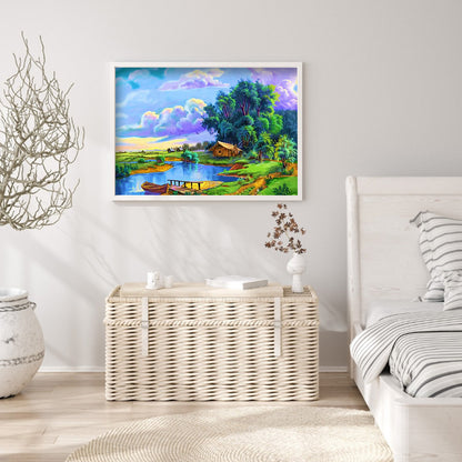 Lake Scene - Full Round Drill Diamond Painting 40*30CM
