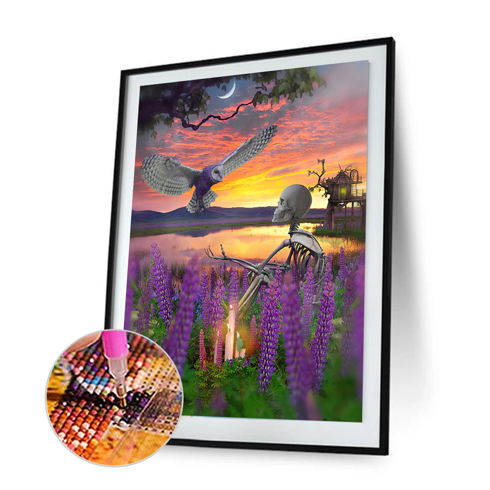 Beautiful Skull - Full Round Drill Diamond Painting 30*40CM