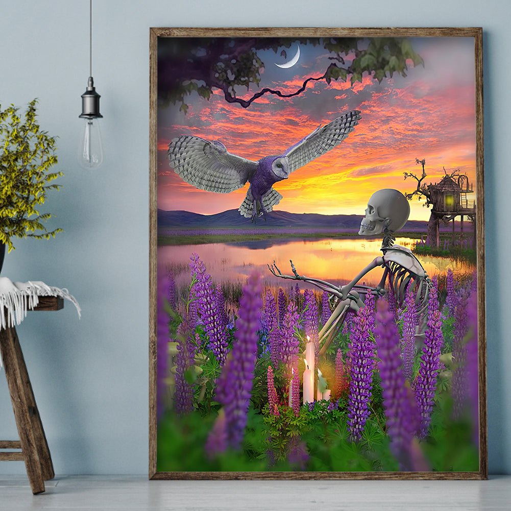 Beautiful Skull - Full Round Drill Diamond Painting 30*40CM