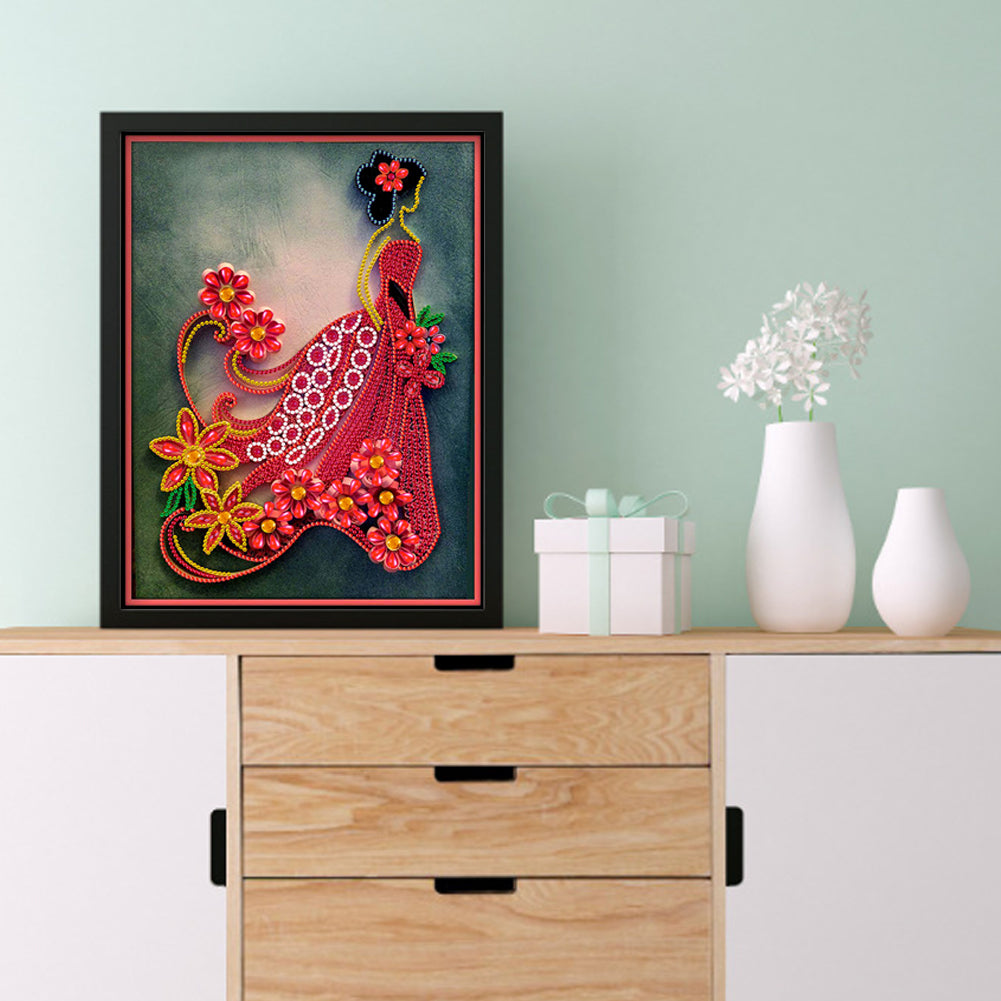 Dress Ladies - Special Shaped Drill Diamond Painting 30*40CM