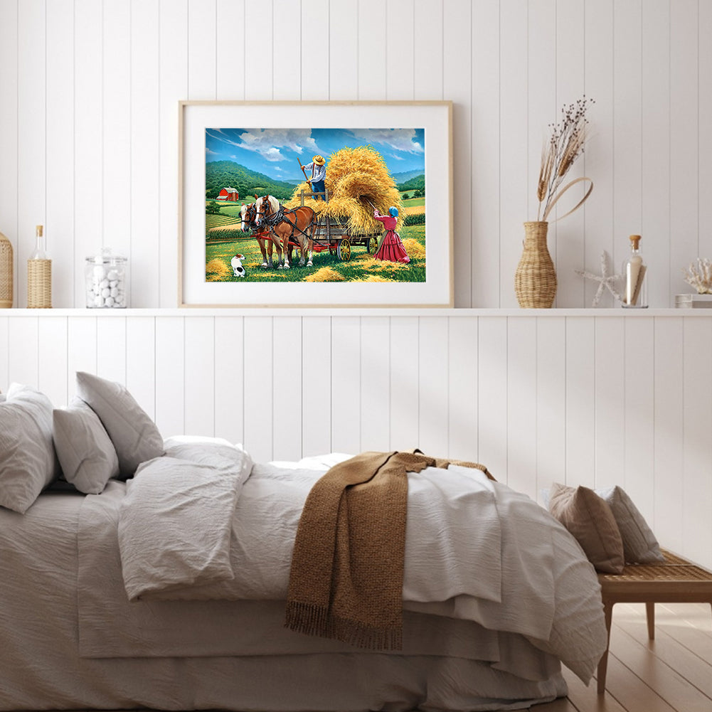 Village Car - Full Round Drill Diamond Painting 40*30CM