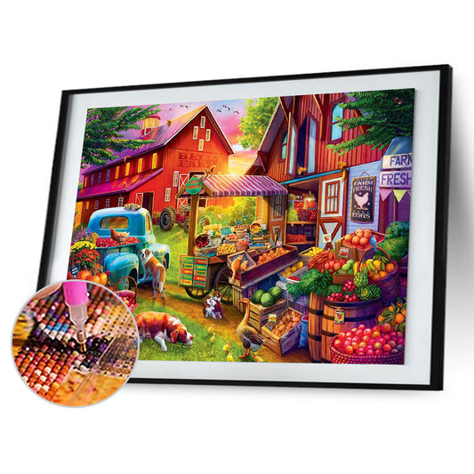 Farmhouse Scenery - Full Round Drill Diamond Painting 50*40CM