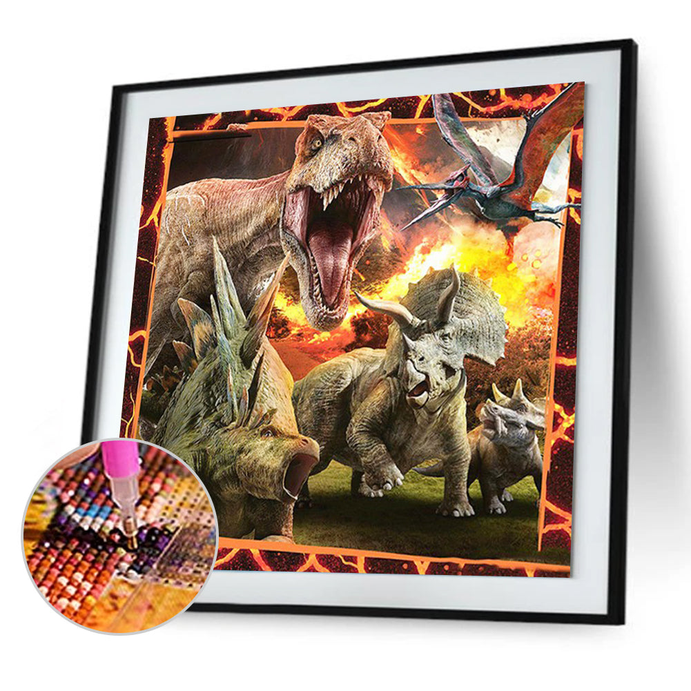 Ferocious Dinosaur - Full Round Drill Diamond Painting 40*40CM