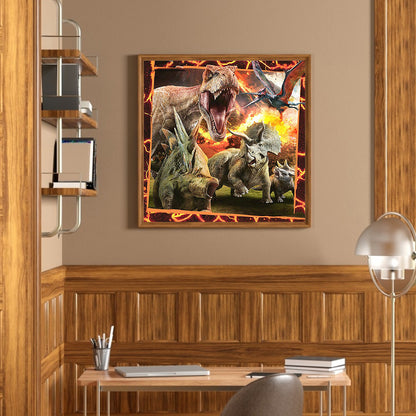 Ferocious Dinosaur - Full Round Drill Diamond Painting 40*40CM