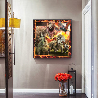 Ferocious Dinosaur - Full Round Drill Diamond Painting 40*40CM