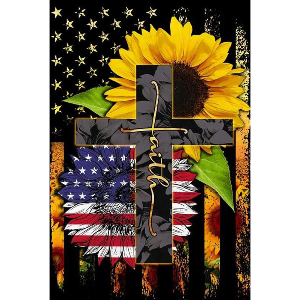 Flag Cross - Full Round Drill Diamond Painting 30*40CM