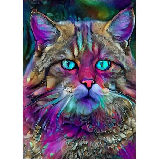 Blue Cat - Full Round Drill Diamond Painting 30*40cm