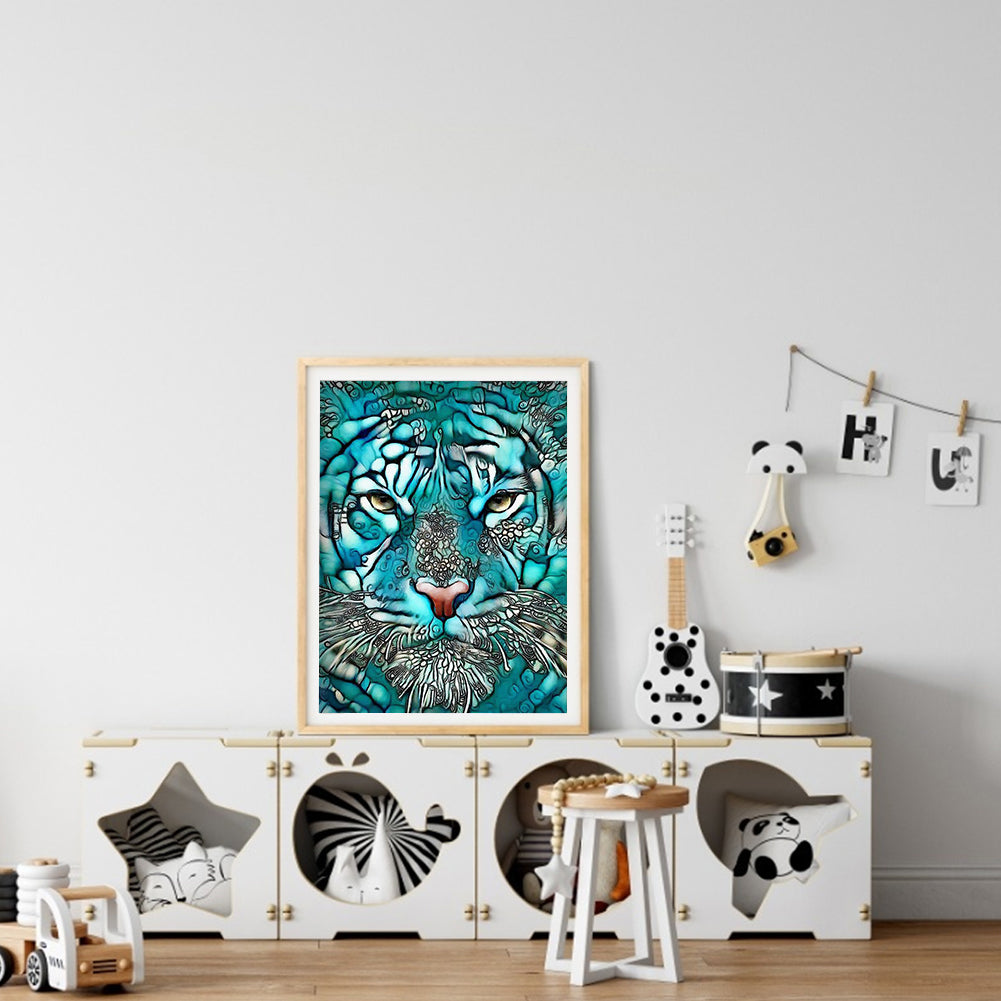 Blue Tiger - Full Round Drill Diamond Painting 30*40CM