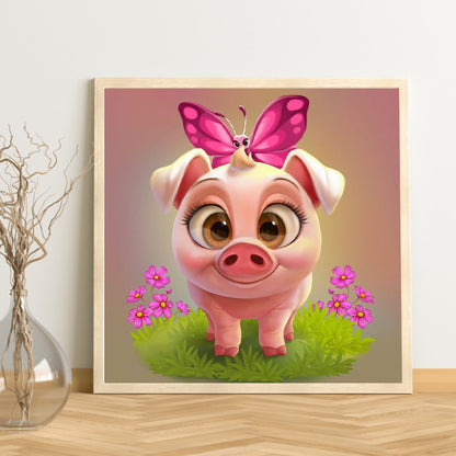 Cute Pig - Full Round Drill Diamond Painting 30*30CM