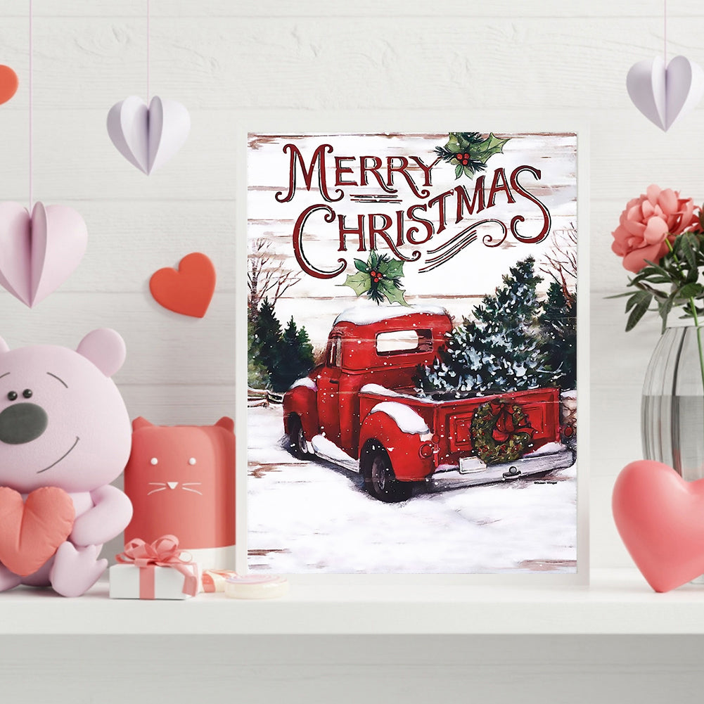 Christmas Car - Full Round Drill Diamond Painting 30*40CM