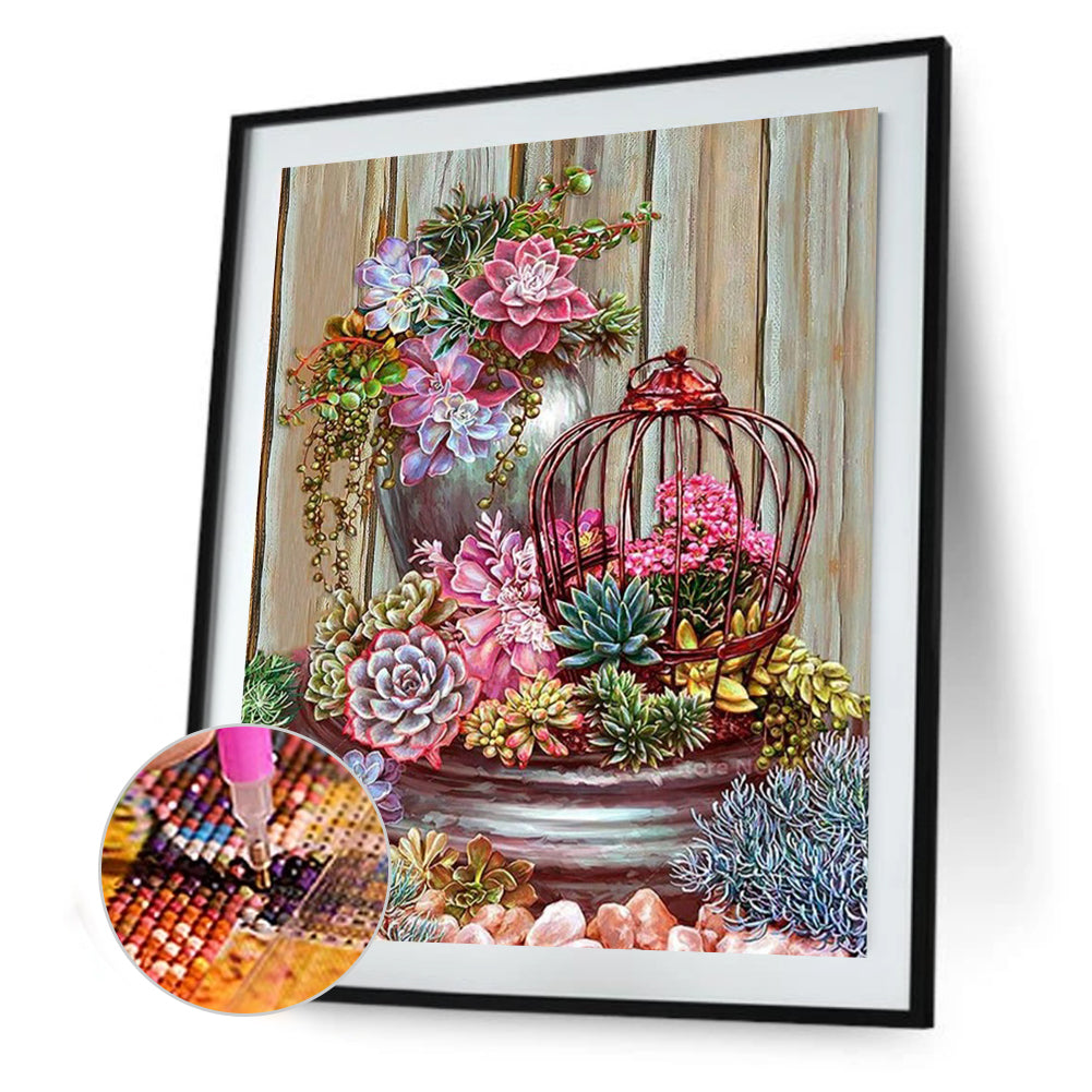Succulent Plant - Full Round Drill Diamond Painting 30*40CM