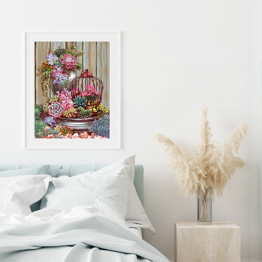 Succulent Plant - Full Round Drill Diamond Painting 30*40CM