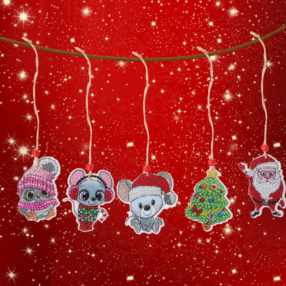 Double-side Christmas Diamond Painting DIY Hanging Pendant Trees Decoration