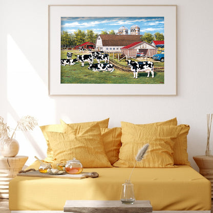 Village Cows - Full Round Drill Diamond Painting 50*40CM