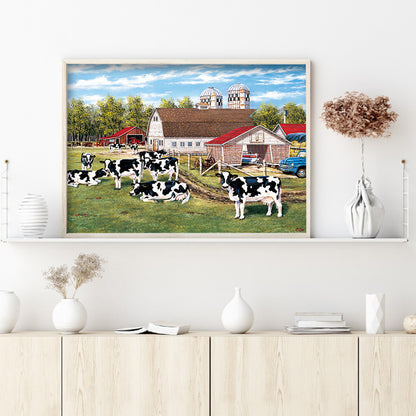 Village Cows - Full Round Drill Diamond Painting 50*40CM