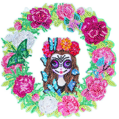 5D Ponit Drill Diamond Painting Crystal Wreath Mosaic Door Hanging Decor