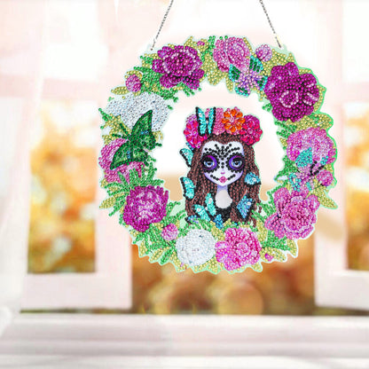 5D Ponit Drill Diamond Painting Crystal Wreath Mosaic Door Hanging Decor