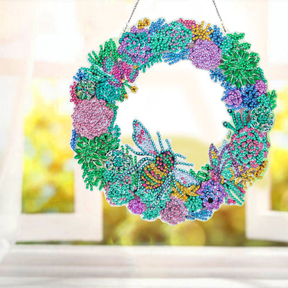 5D Ponit Drill Diamond Painting Crystal Wreath Mosaic Door Hanging Decor