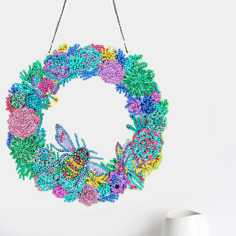 5D Ponit Drill Diamond Painting Crystal Wreath Mosaic Door Hanging Decor