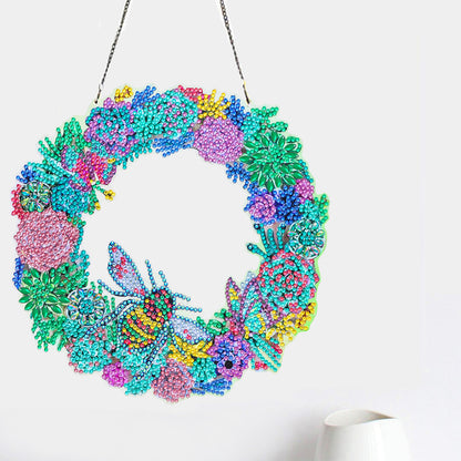 5D Ponit Drill Diamond Painting Crystal Wreath Mosaic Door Hanging Decor