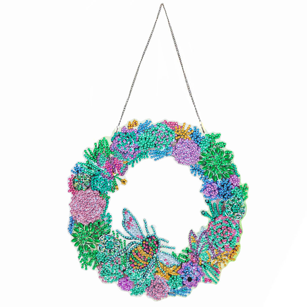 5D Ponit Drill Diamond Painting Crystal Wreath Mosaic Door Hanging Decor