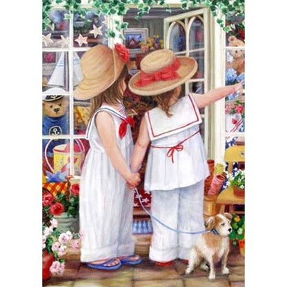 Two Girls - Full Round Drill Diamond Painting 30*40CM