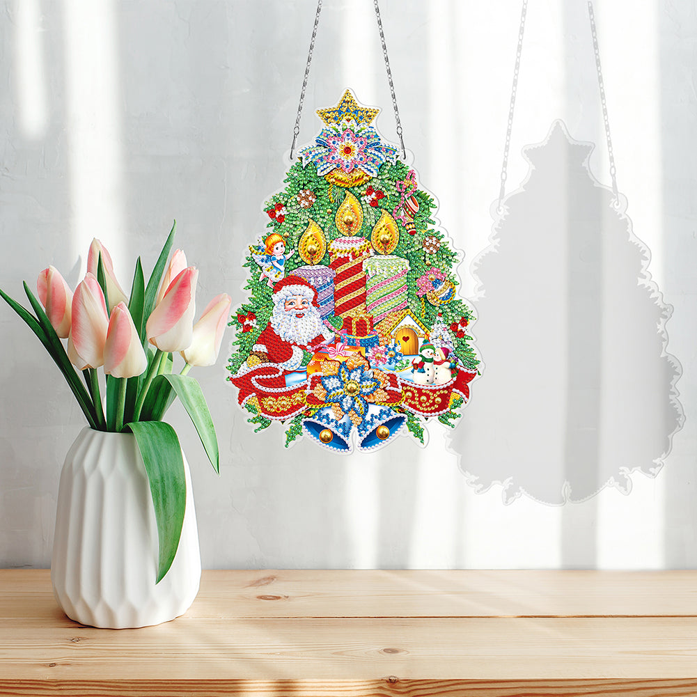 5D DIY Special Shaped Diamond Painting Christmas Wreath Kit w/ Lamp String