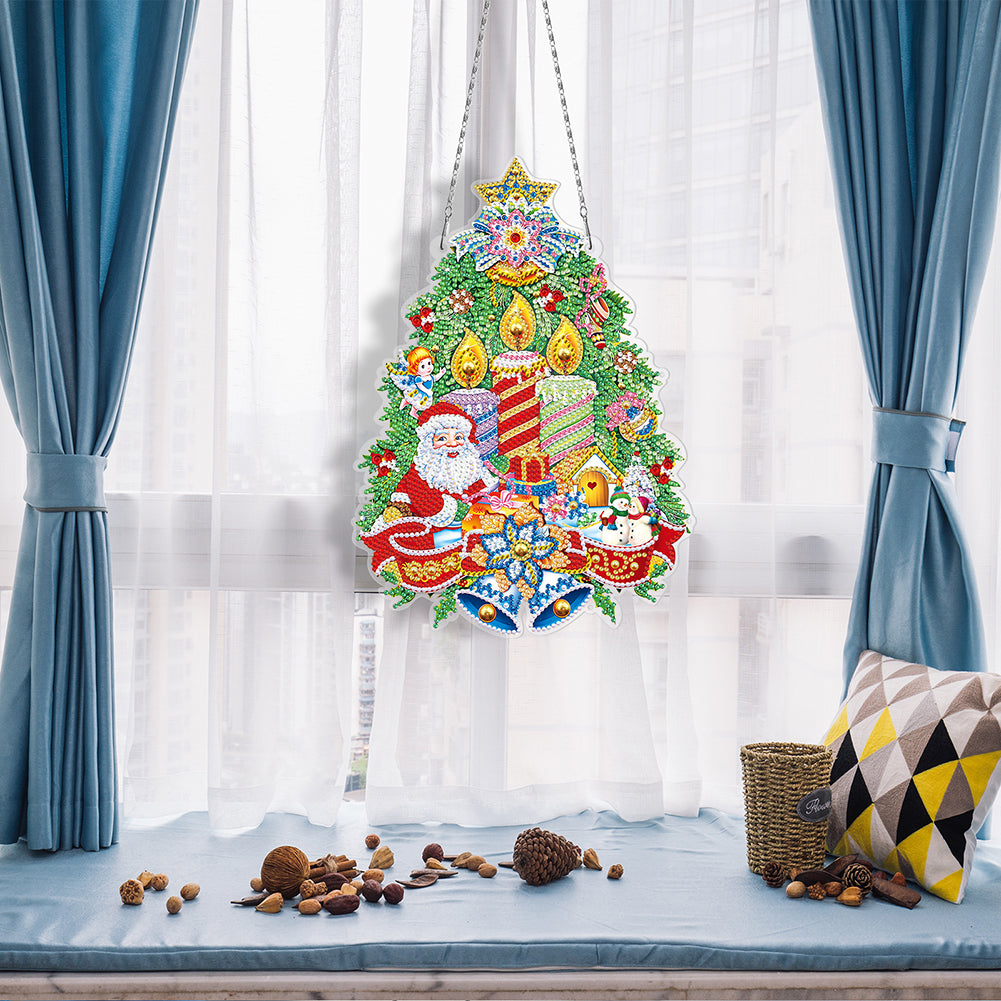 5D DIY Special Shaped Diamond Painting Christmas Wreath Kit w/ Lamp String