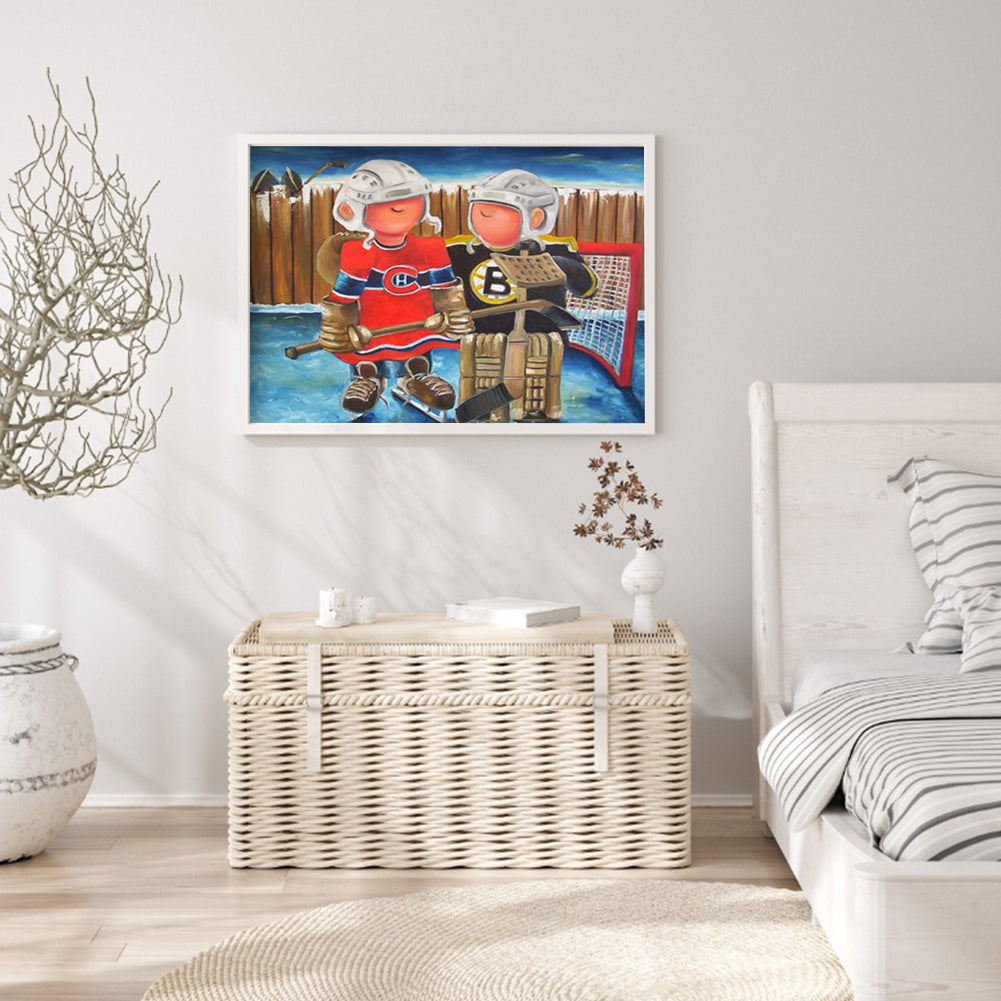 Hockey Sportman - Full Round Drill Diamond Painting 30*40CM