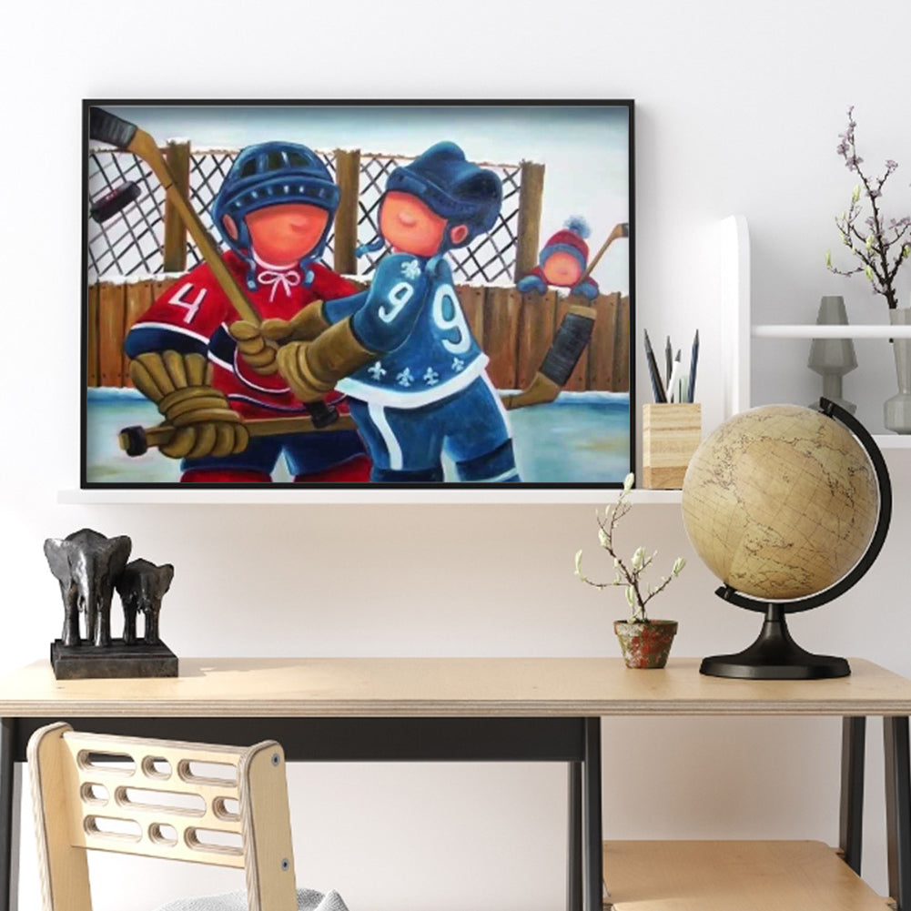 Hockey Sportman - Full Round Drill Diamond Painting 30*40CM