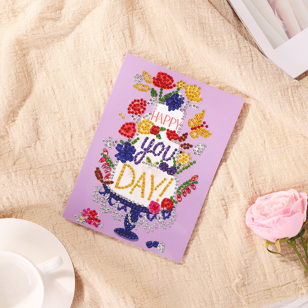 Special Shaped 5D Diamond Painting Happy Birthday Cards DIY Postcards Set