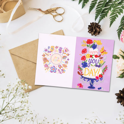 Special Shaped 5D Diamond Painting Happy Birthday Cards DIY Postcards Set
