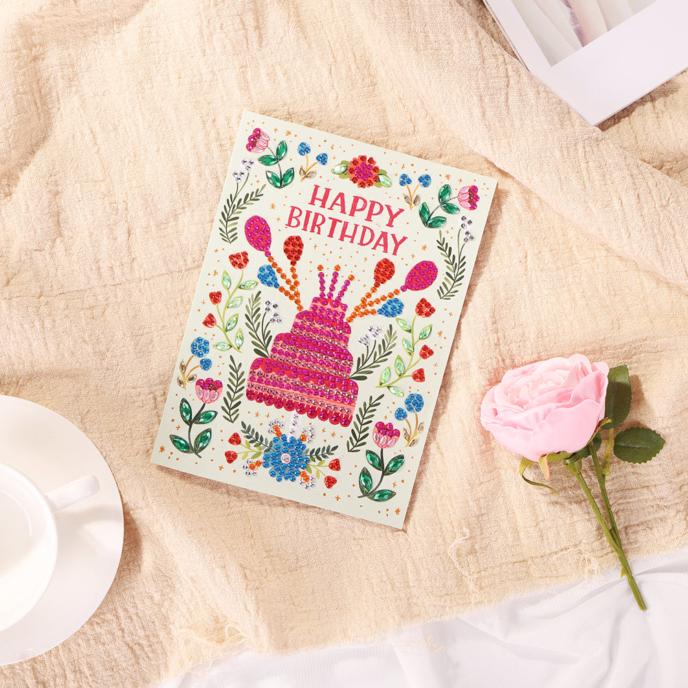 Special Shaped 5D Diamond Painting Happy Birthday Cards DIY Postcards Set