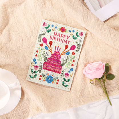 Special Shaped 5D Diamond Painting Happy Birthday Cards DIY Postcards Set