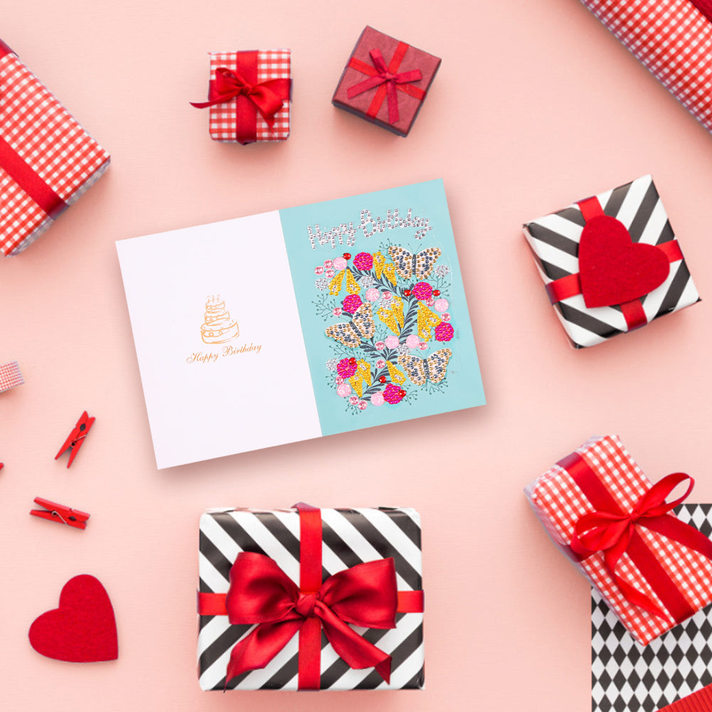 Special Shaped 5D Diamond Painting Happy Birthday Cards DIY Postcards Set